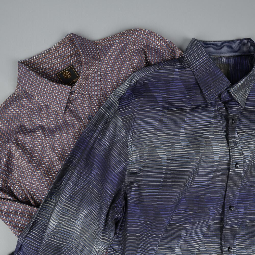 Lot of 2 FX Fusion Mens XL Button Down Long Sleeve Shirt Abstract Geometric